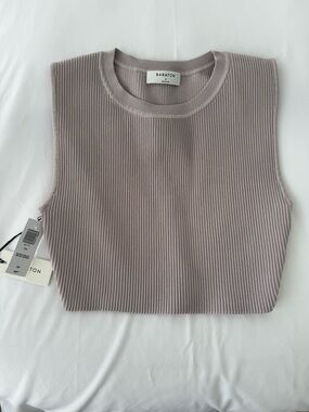 Babaton Aritzia Ribbed Sleeveless Knit Tank in Dusty Mauve